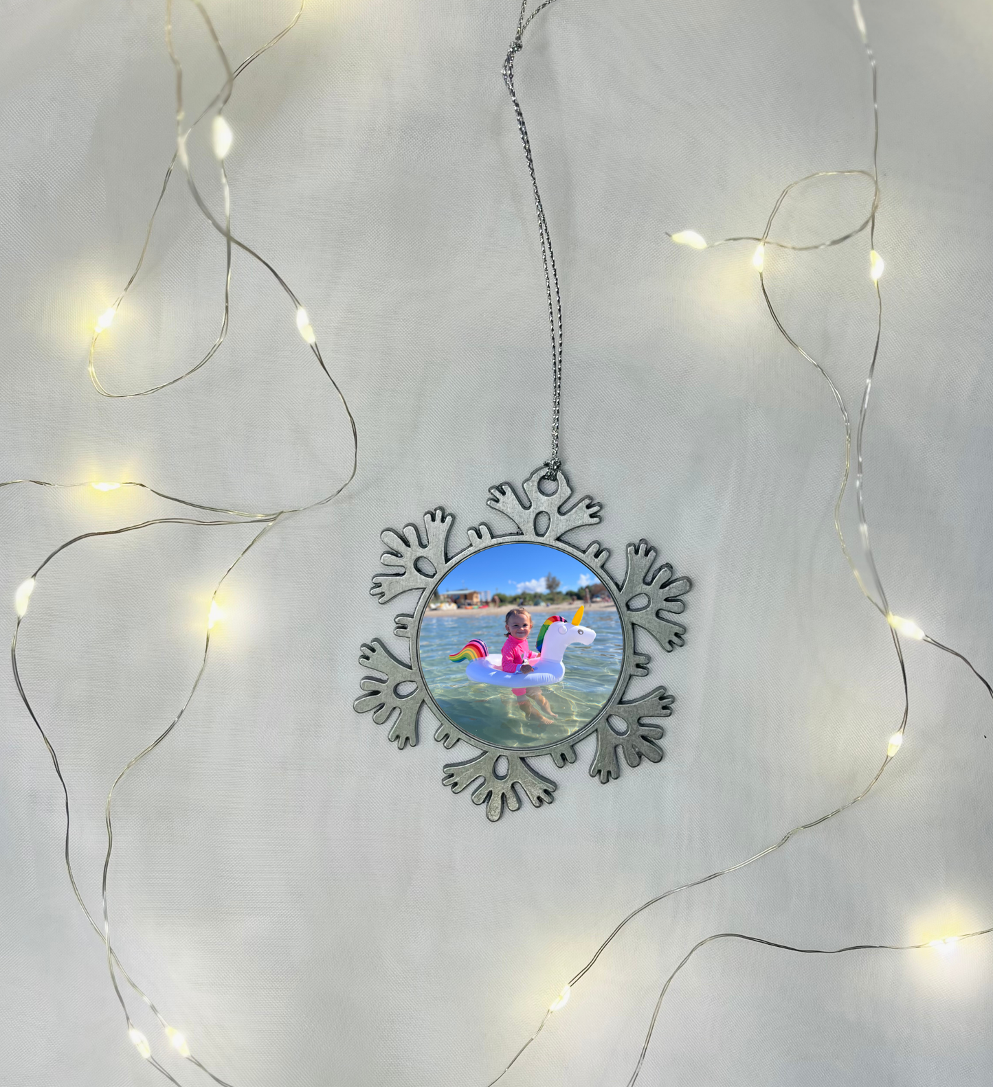 Fényképes hópehely - karácsonyfadísz