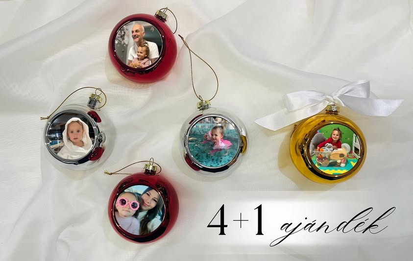 Karácsonyi ajánlat: Fényképes karácsonyfagömb 4+1 AJÁNDÉK