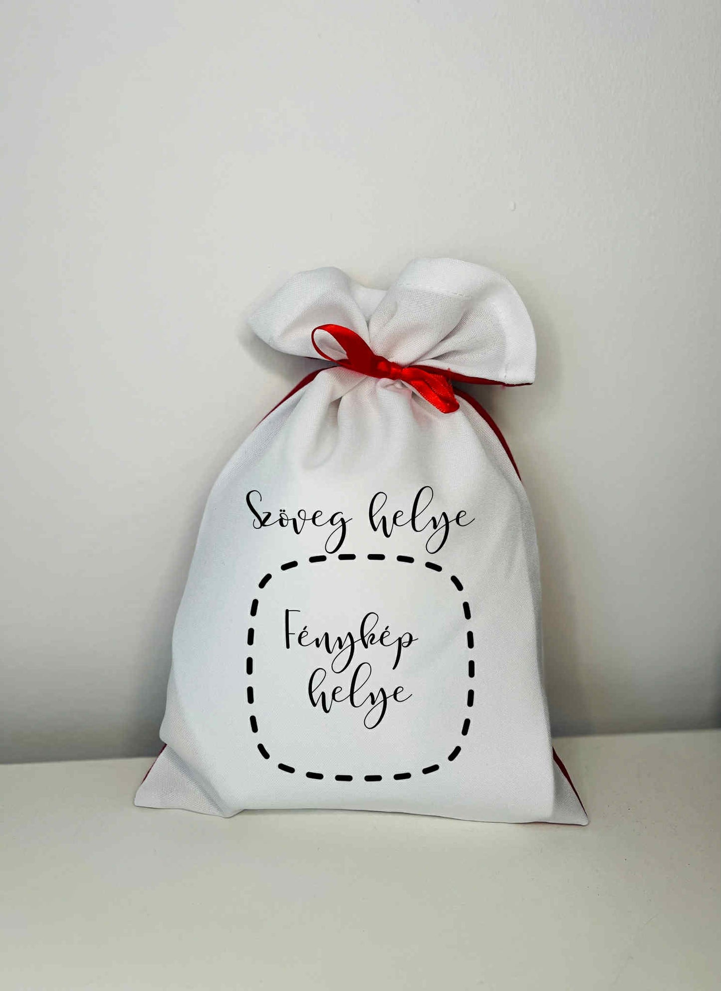 Egyedi fényképes és szöveges Mikulás zsák